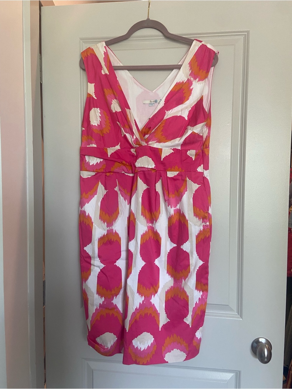 Boden Pink Abstract Wrap Dress Plus Size